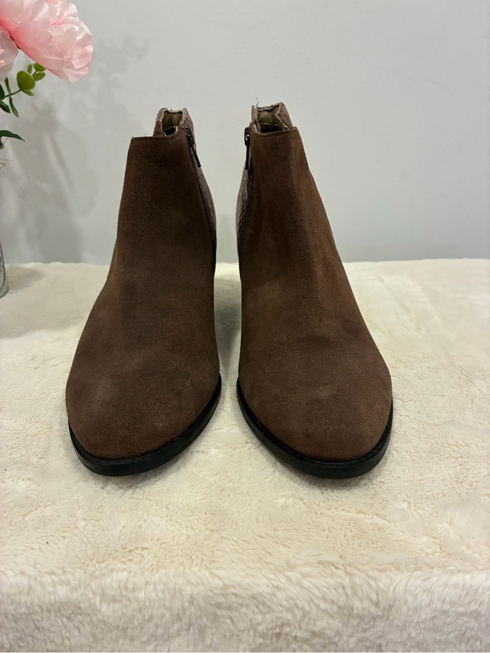 Women's Brown Suede Ankle Boots - Classic Slip-On Chelsea Style